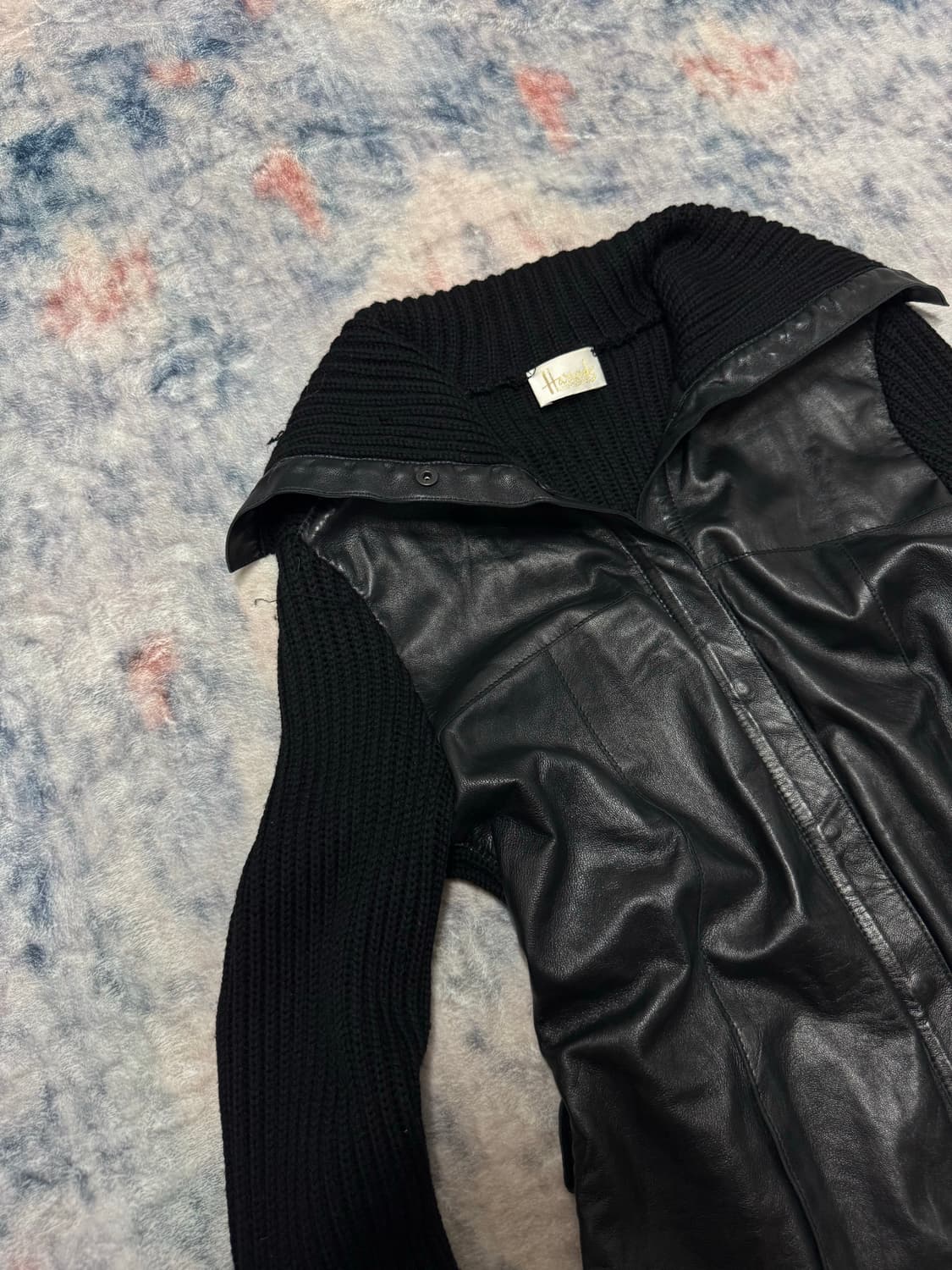 Unknown high neck lamb skin knit jacket 상품이미지3