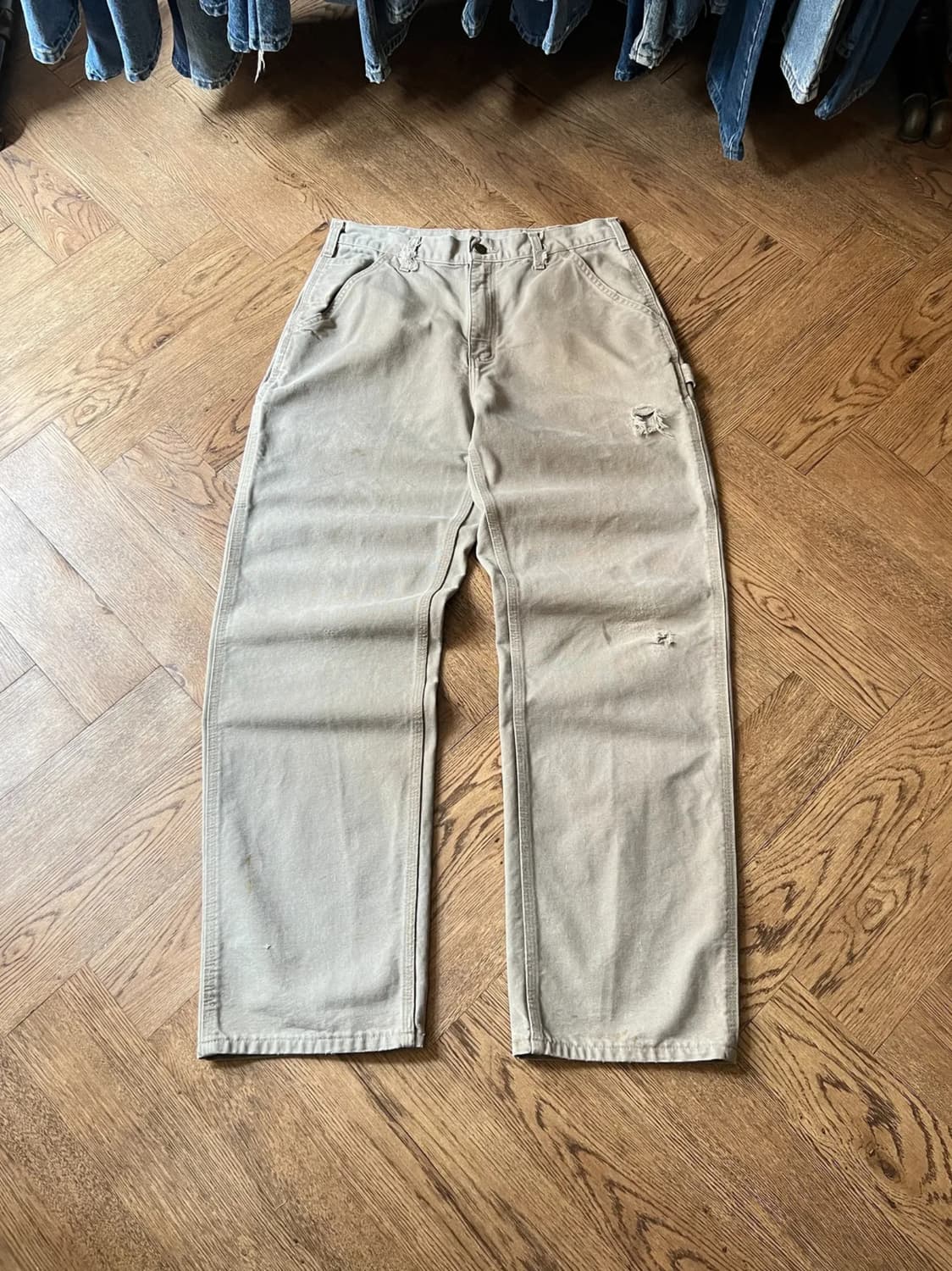 [32]칼하트 USA 빈티지 데미지드 데저트 탄 싱글니 카펜터 워크 팬츠 상품이미지1