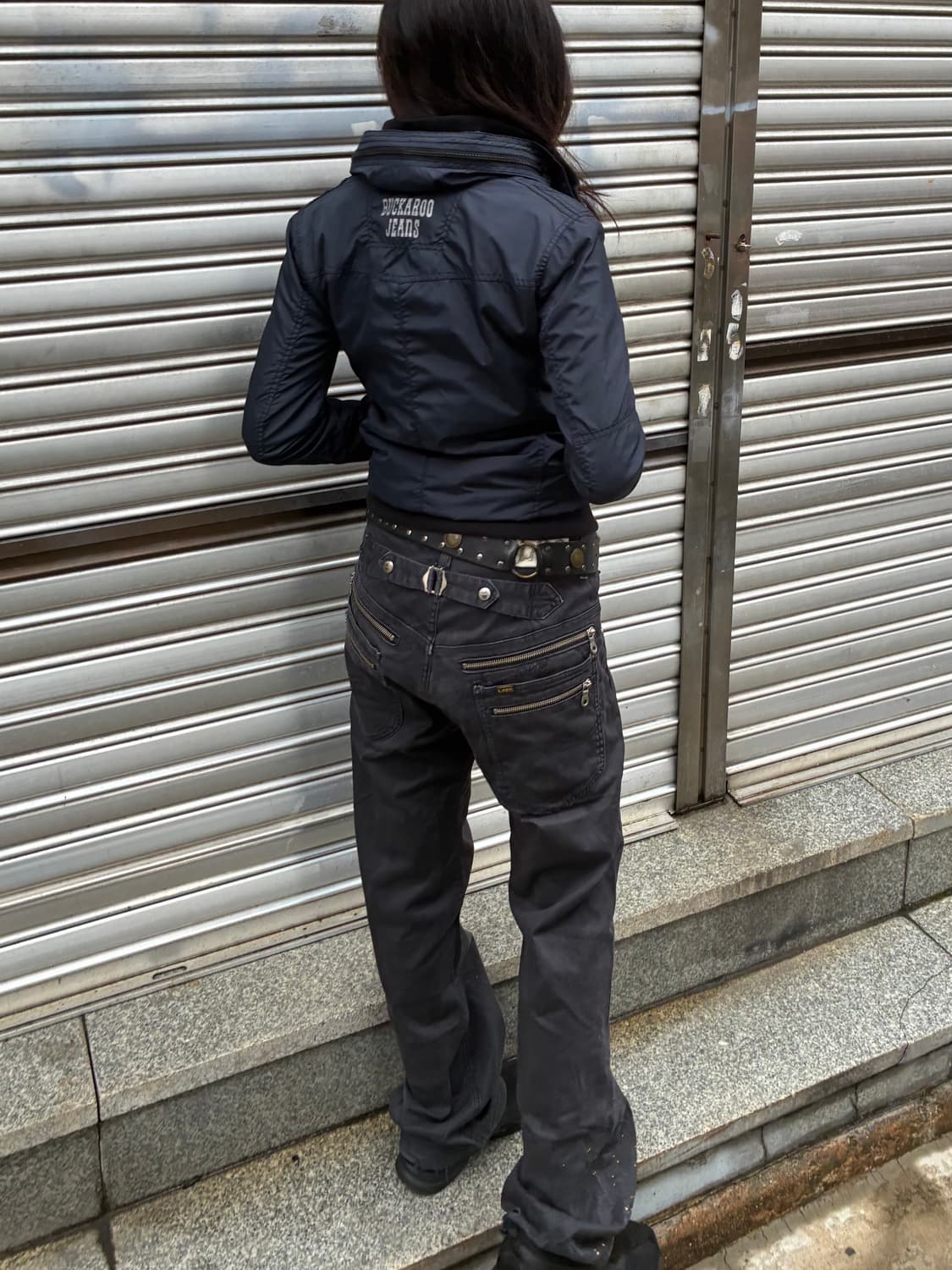 30)Lee 빈티지 지퍼 신치백 디테일 네이비 코튼 팬츠 상품이미지1