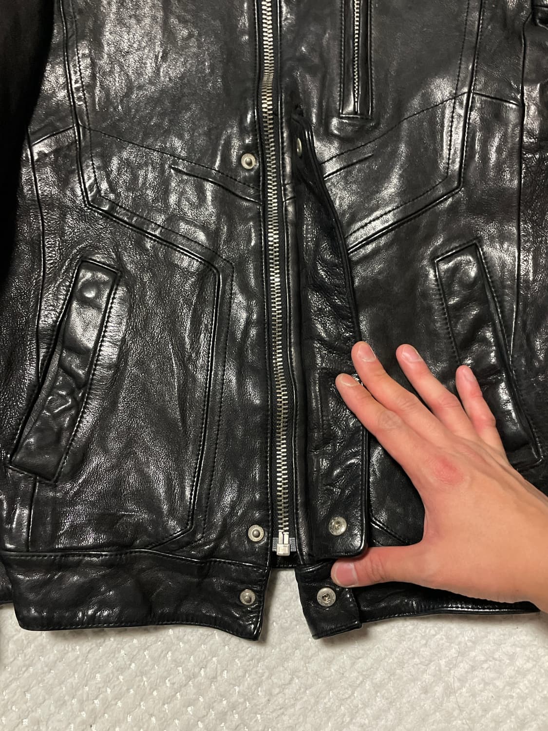 광희시장 웨스턴 무드 램스킨 양가죽 절개 레더 자켓 상품이미지6