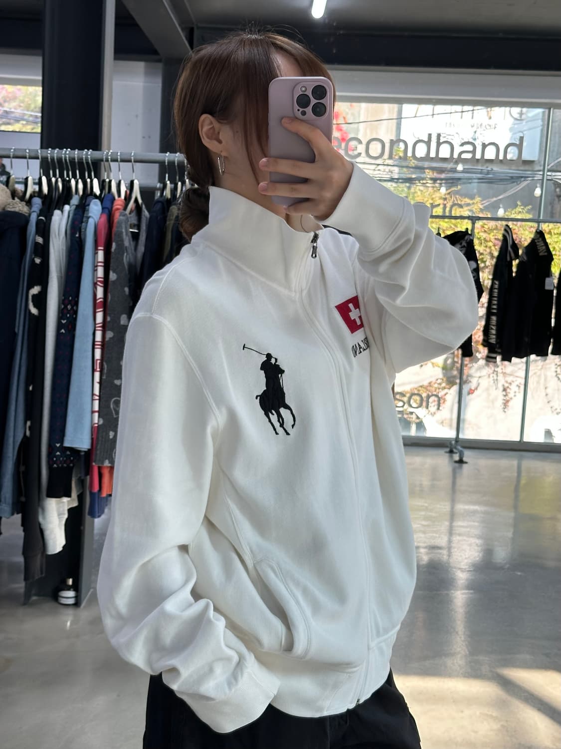 폴로랄프로렌90s 스위스 빅포니 넘버링 져지집업 화이트 상품이미지4