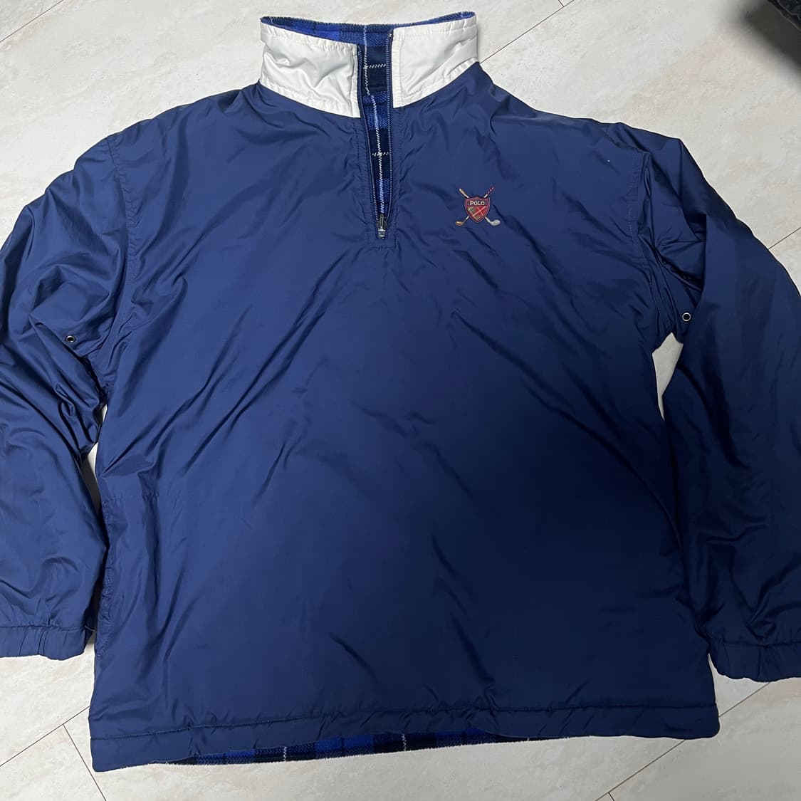 90s POLO 폴로 골프 양면 후리스 아노락 하프집업 S (사이즈감L) 상품이미지4