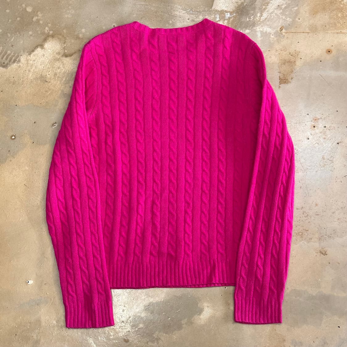 L 폴로랄프로렌 여성용 앙고라 울 핑크 케이블 니트 상품이미지3