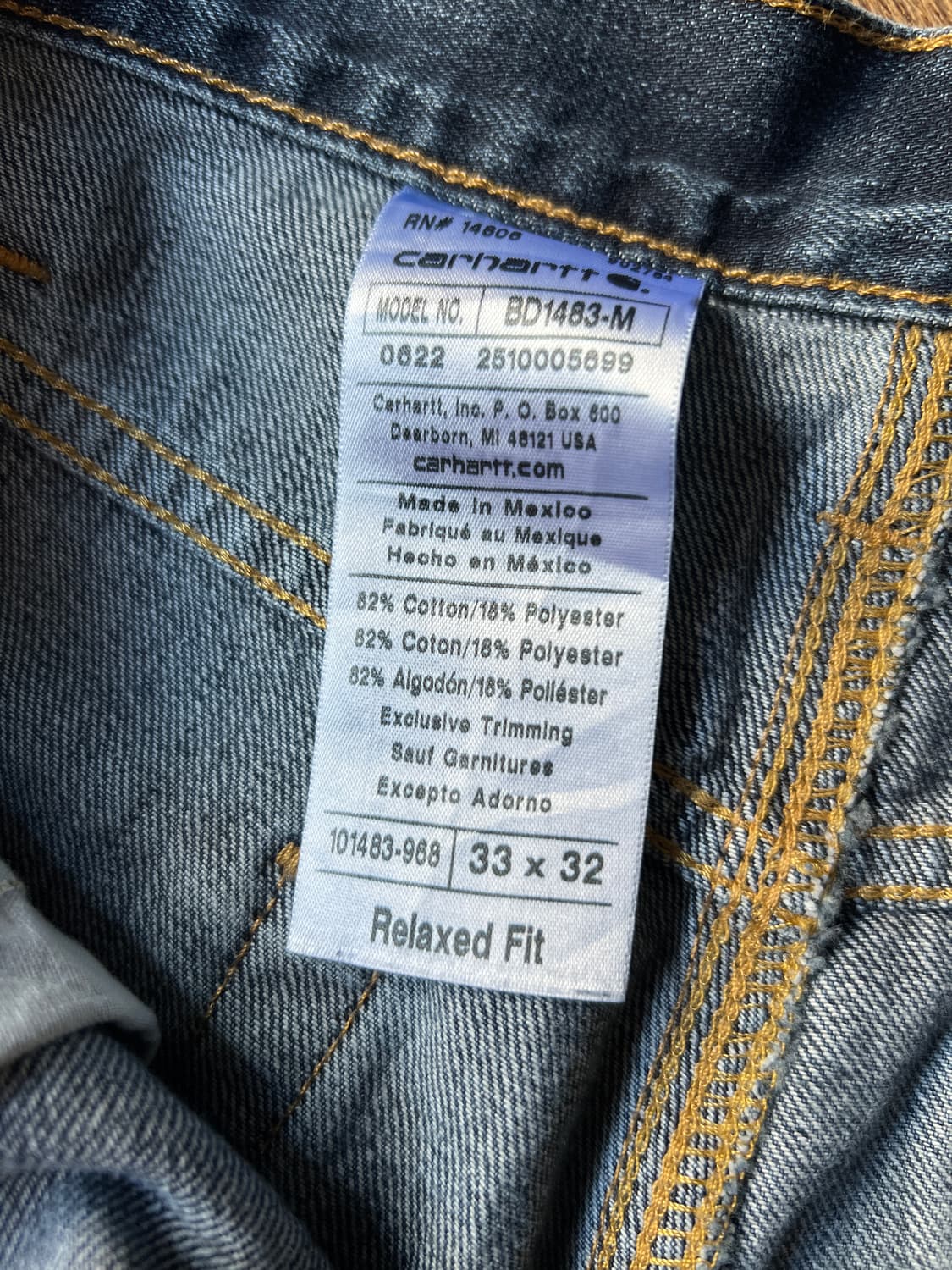 [33]칼하트 릴렉스핏 워크 데님 팬츠 상품이미지4