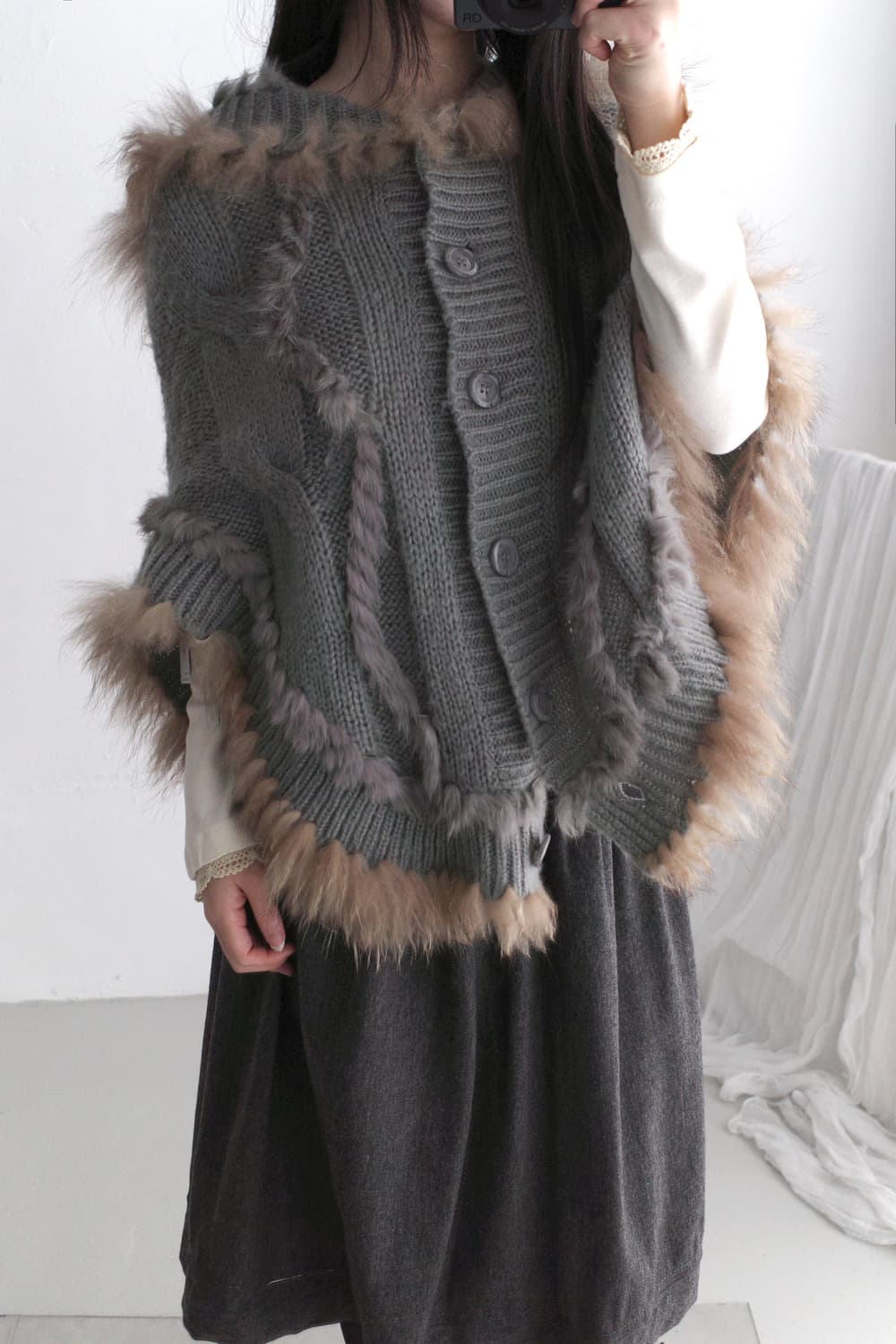fur grunge cape 상품이미지7