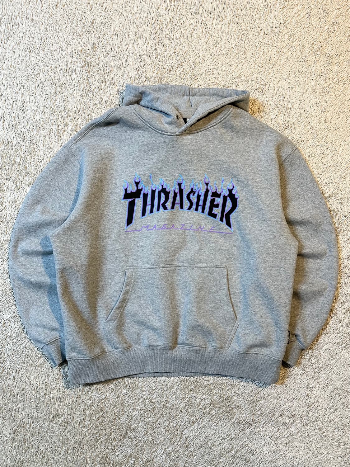 트레셔 THRASHER 플레임 로고 후드티 그레이 상품이미지1