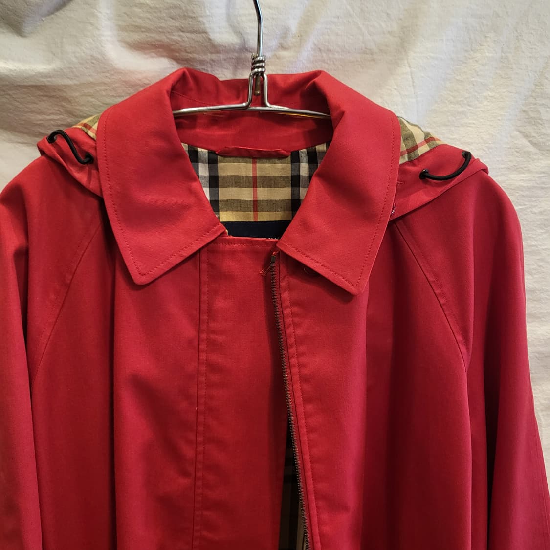 버버리 레드 노바 체크 후드 코트 트렌치 자켓 상품이미지3