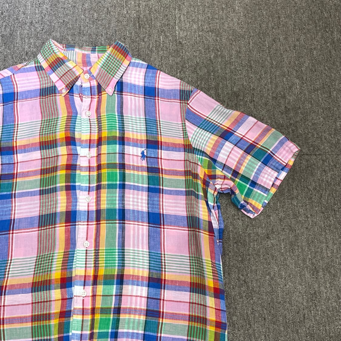 (M) POLO 폴로 랄프로렌 린넨 체크 반팔 셔츠 상품이미지4
