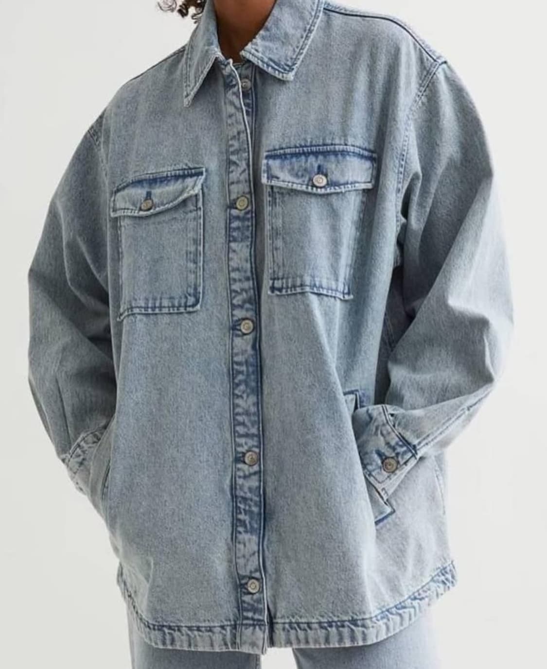 h&m 오버핏 데님 셔츠 자켓 상품이미지4