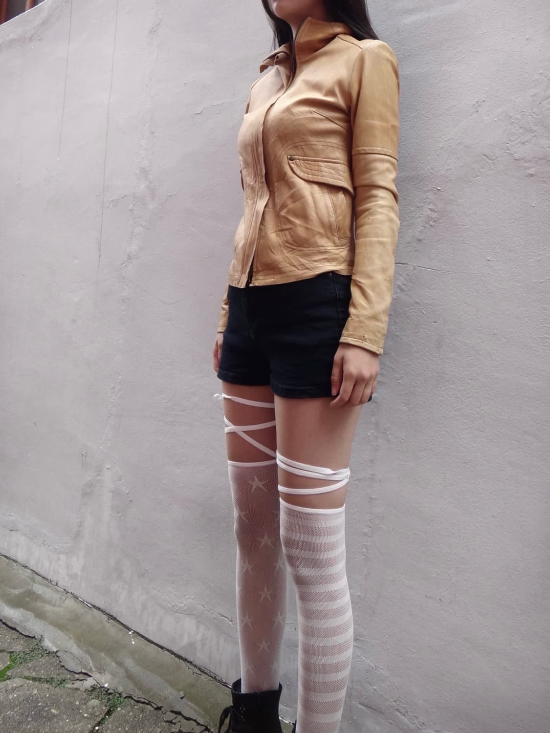 High neck ribbed sheep skin jacket 상품이미지6