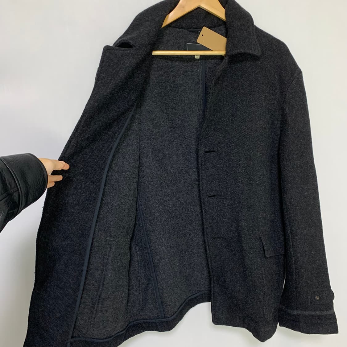 아비렉스 빈티지 차콜 버튼 모직 숏코트 L 상품이미지4