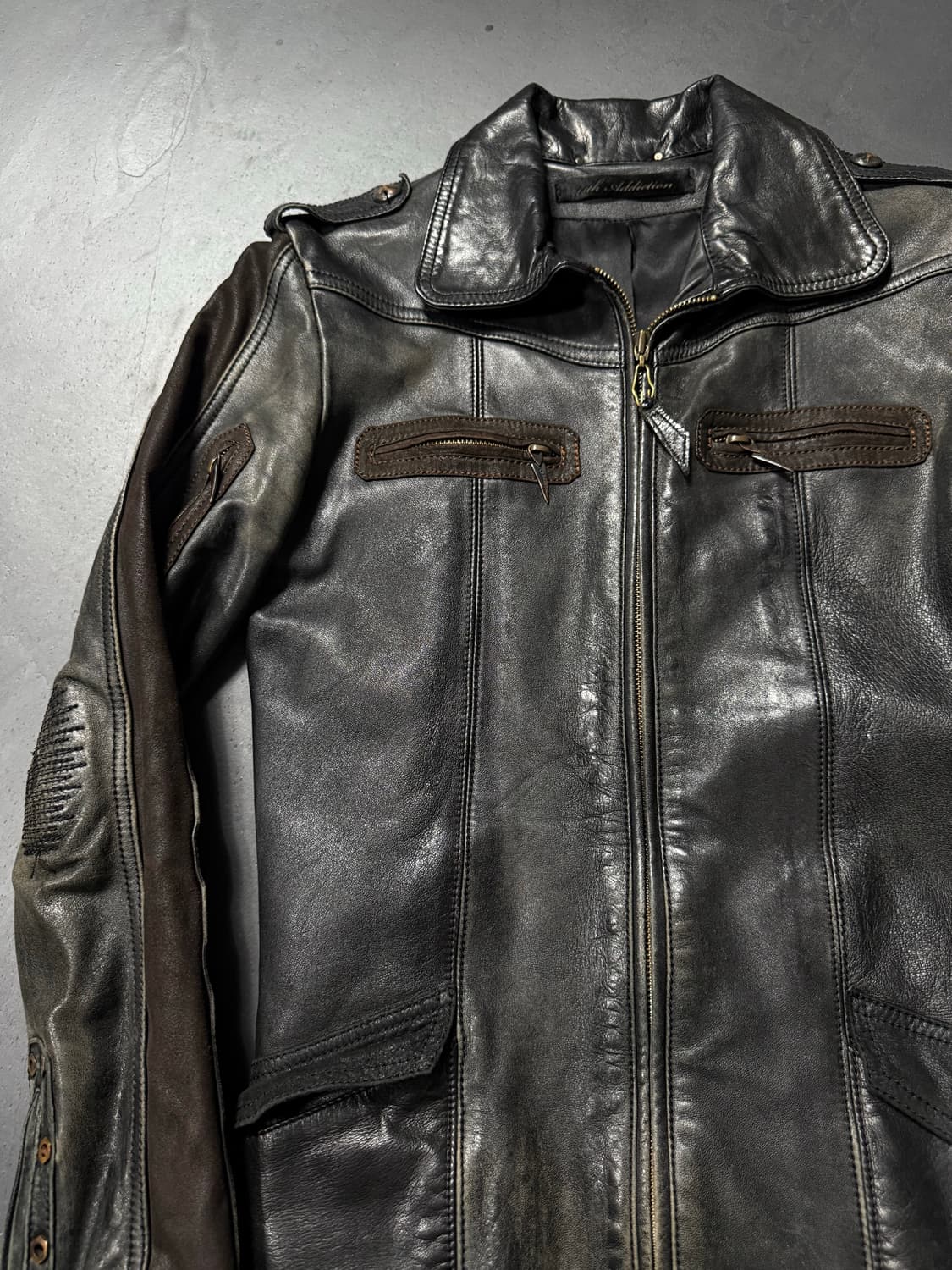 14th Addiction Distressed Leather Jacket 상품이미지5