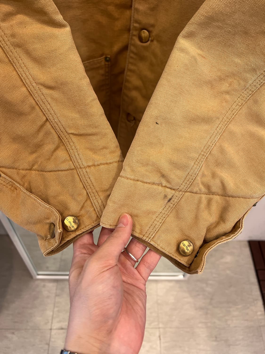 90s Carhartt 칼하트 덕 캔버스 초어 코트 (made USA) 상품이미지4