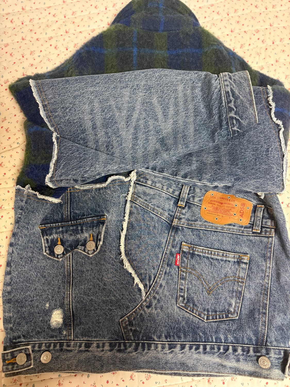 ADSB 앤더슨벨 x 리바이스 우먼 스플라이스드 트러커 인디고 그린 S 상품이미지4