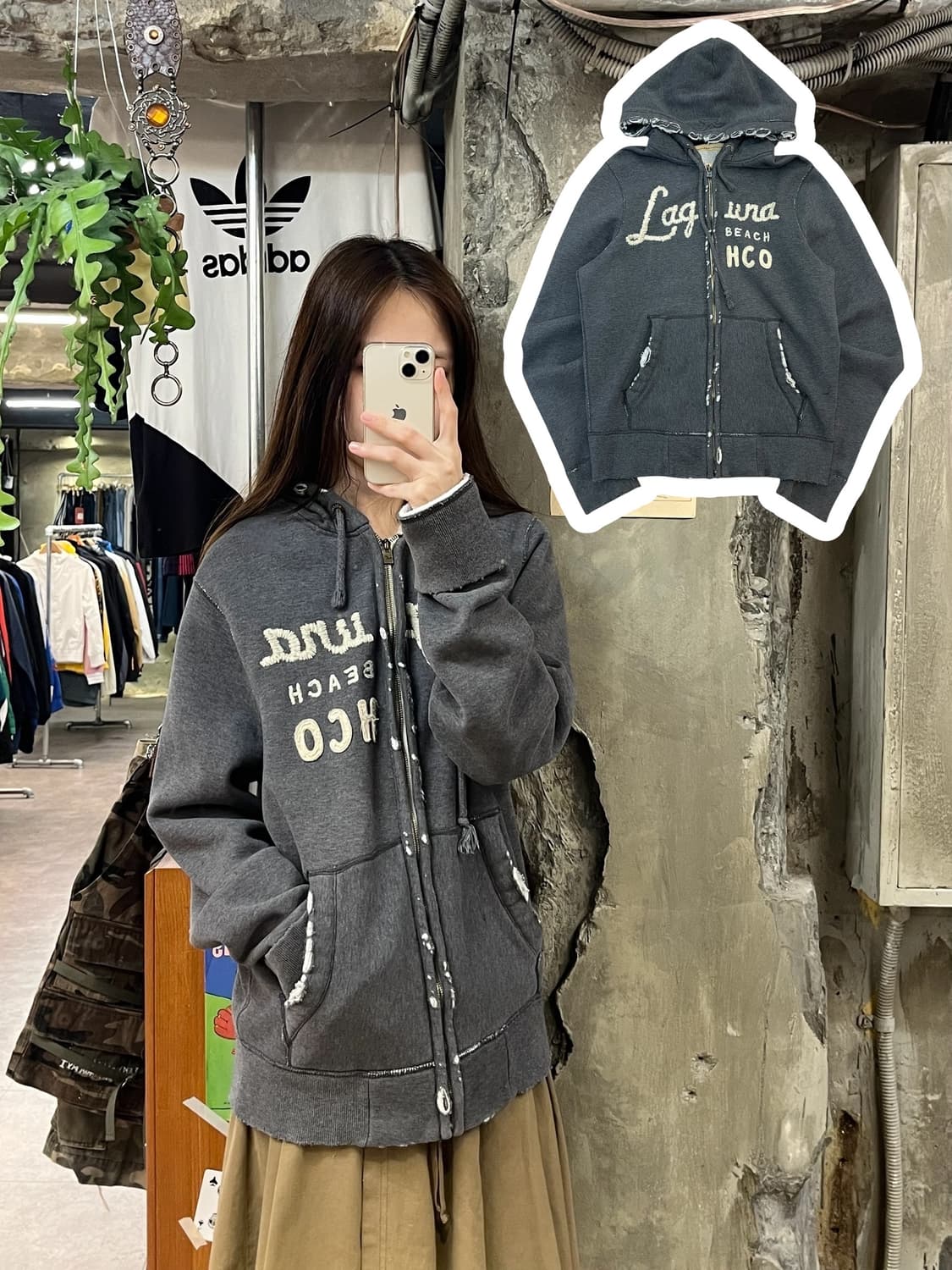 홀리스터 후드집업 그레이 M #csz784 상품이미지1