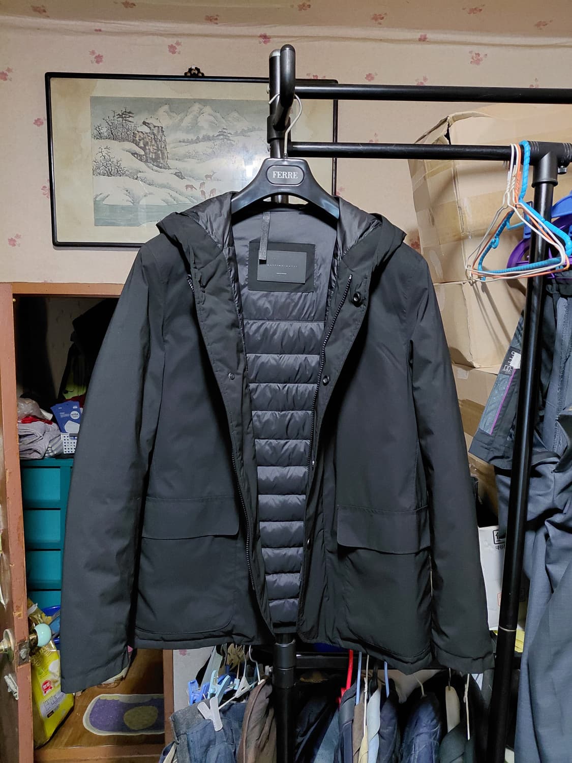 [마시모두띠]발수,방풍 초경량 덕다운 후드 패딩 100사이즈 상품이미지3