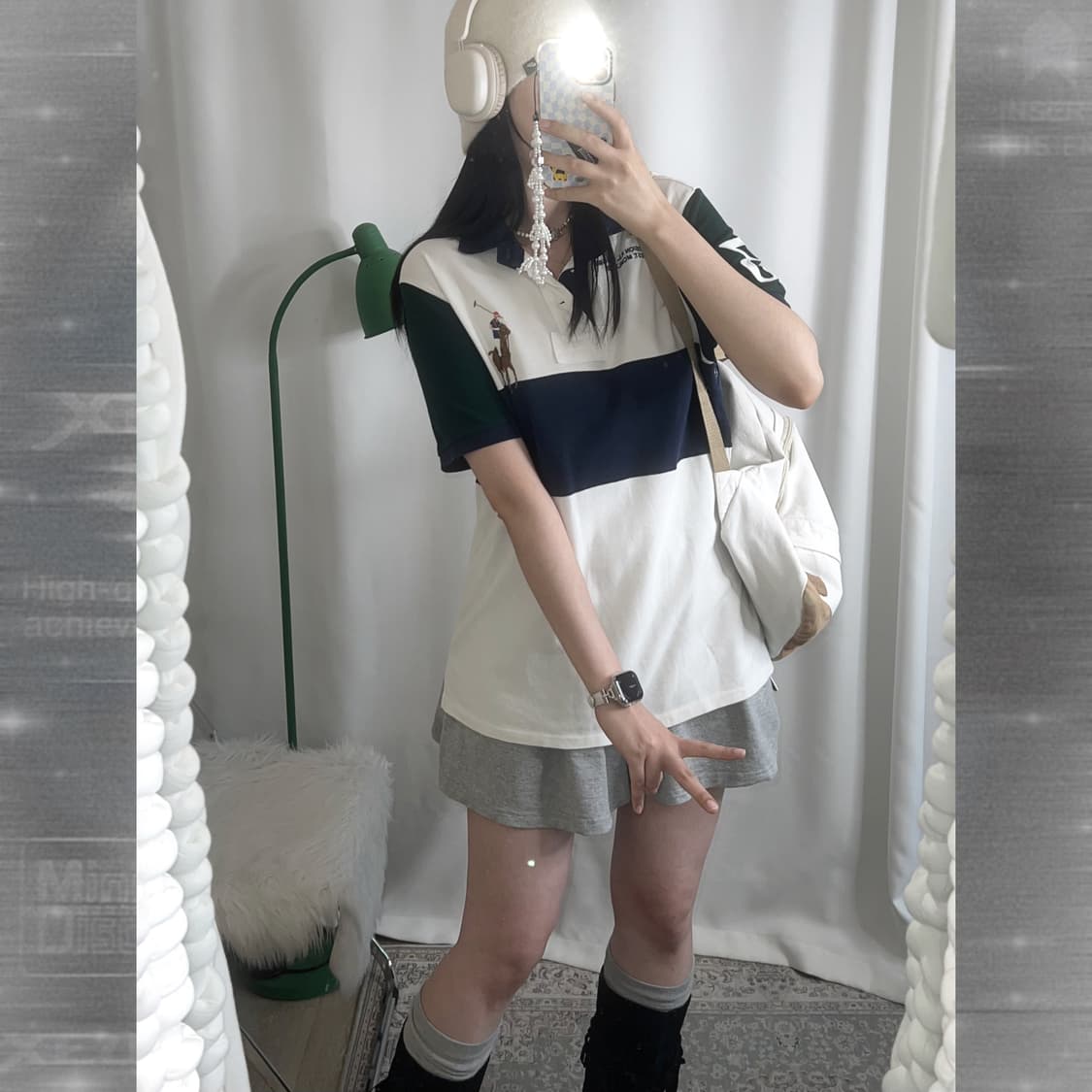 폴로 랄프로렌 화이트 오버핏 카라 티셔츠  상품이미지4
