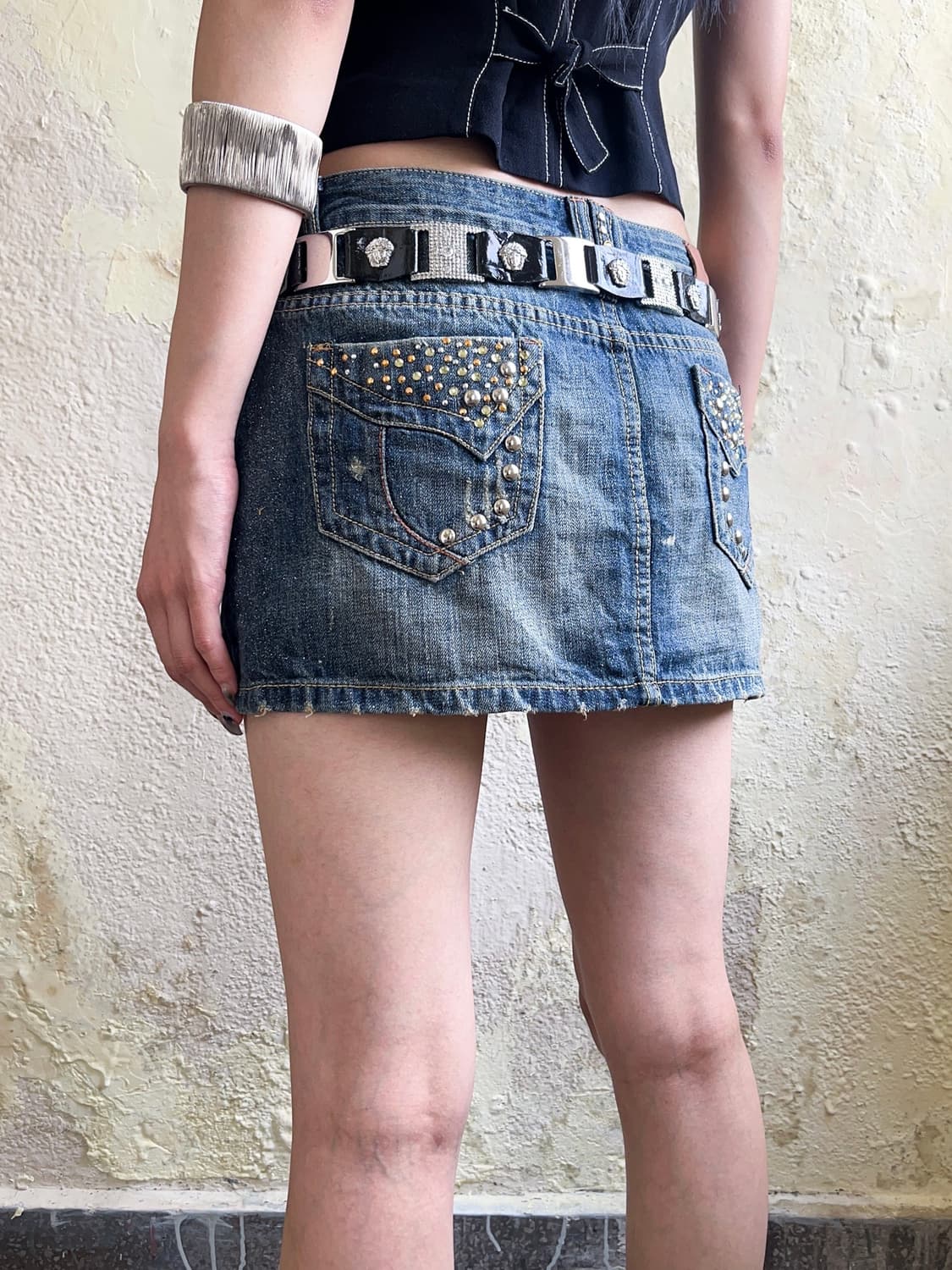 Glitter stud denim skirt 상품이미지2