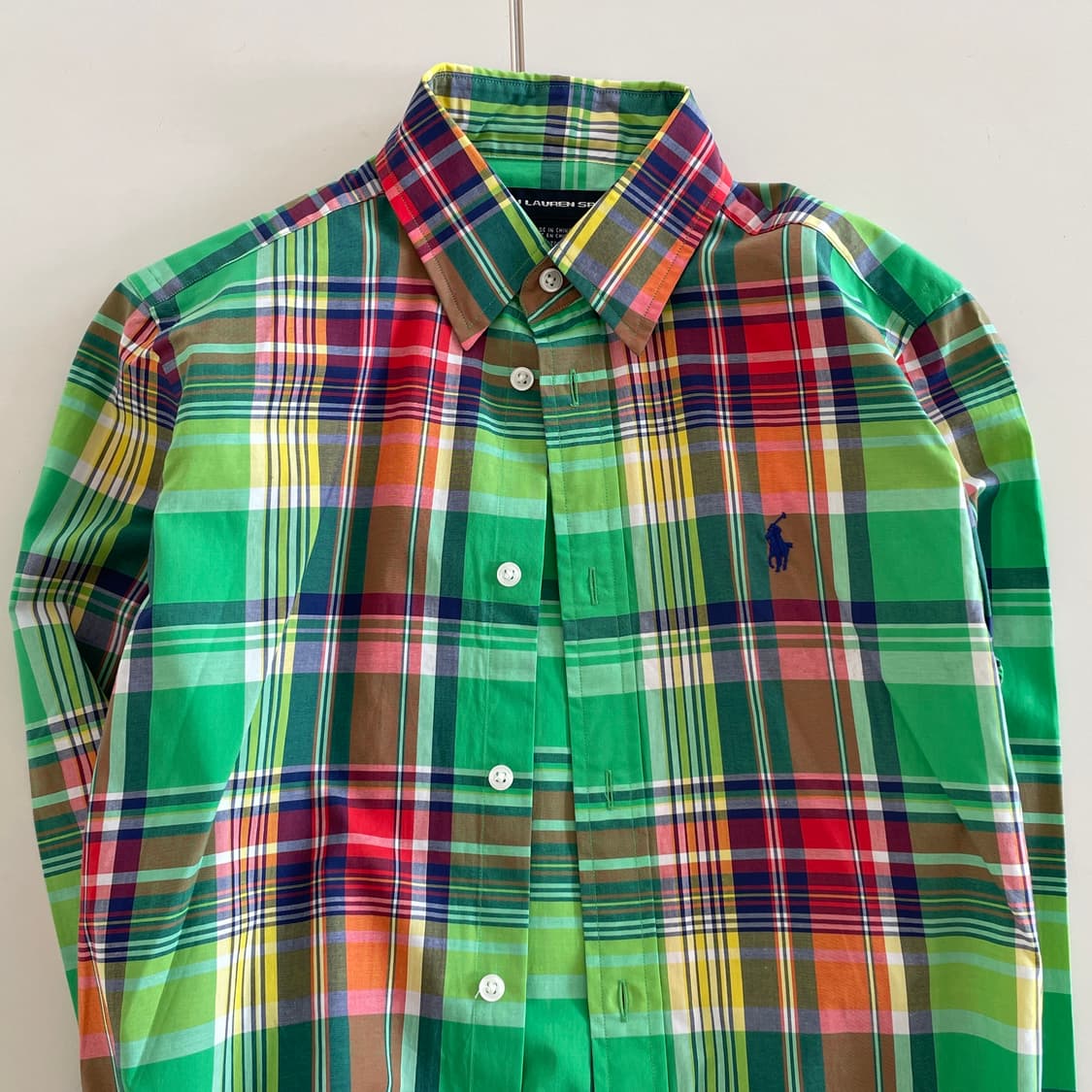 폴로 랄프로렌 그린 배색 체크 셔츠 상품이미지1