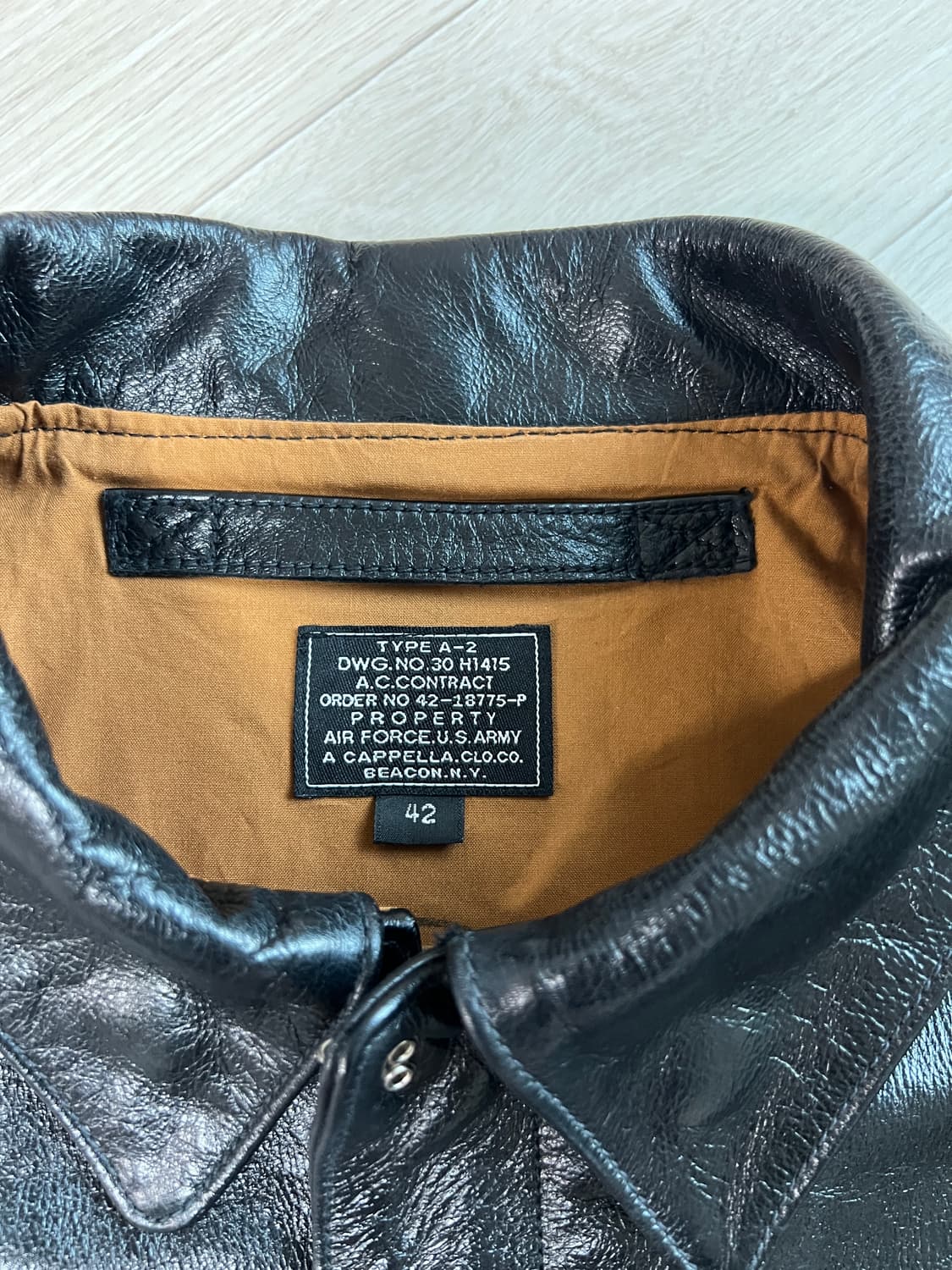 택포55) 아카펠라클로딩 Lot.409 A-2 자켓 스티어하이드 42 상품이미지2