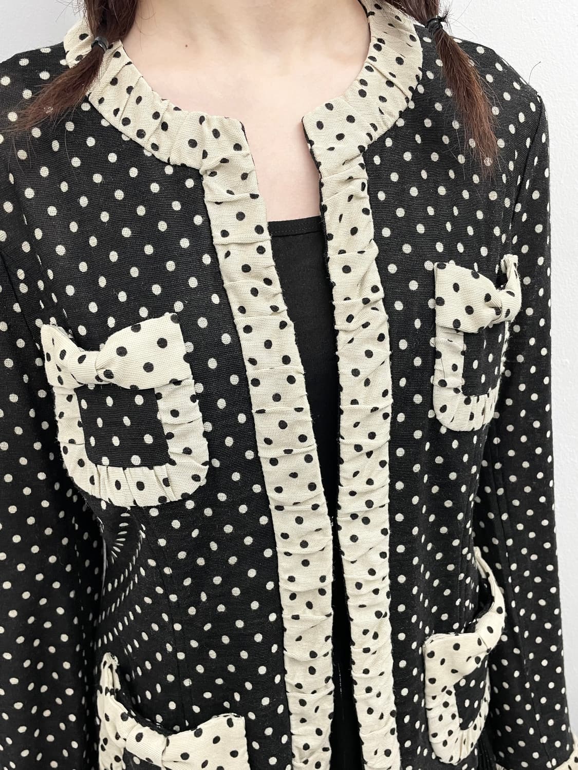 히메갸루 도트 리본 포켓 가디건 상품이미지2