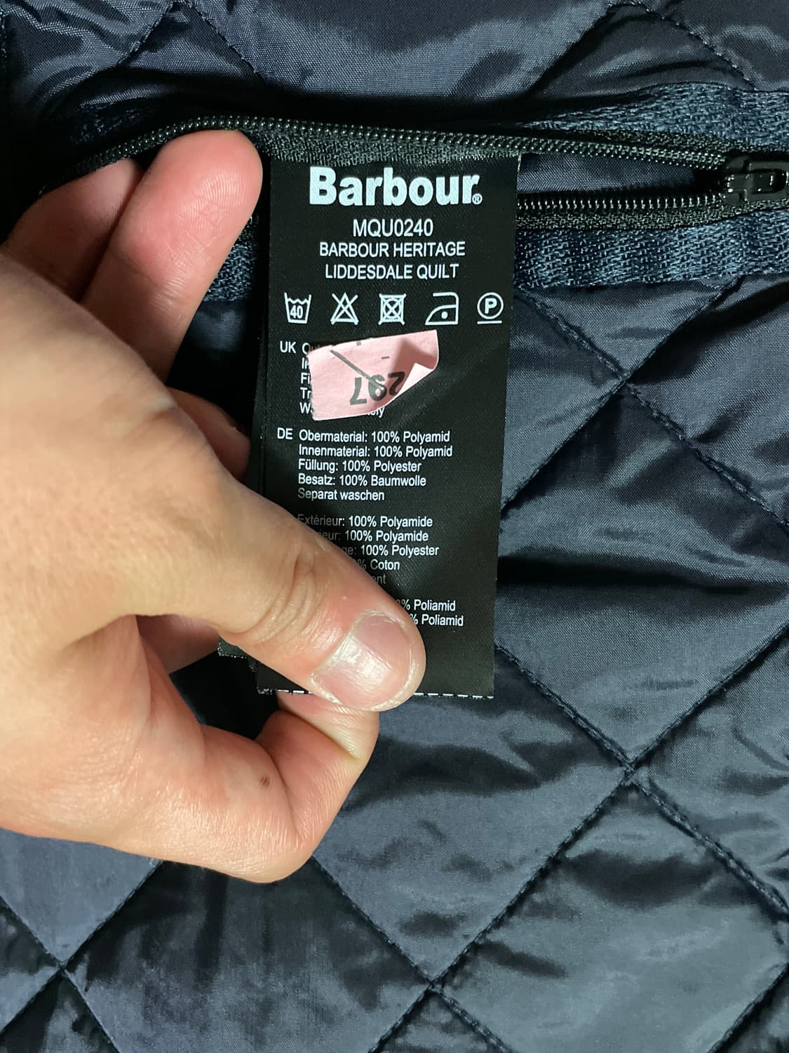 바버(Barbour) 헤리티지 리더스데일 퀼팅 자켓 네이비(클리닝O) 상품이미지10