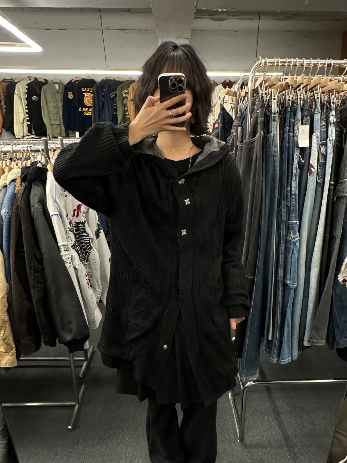 OS)엑시즈팜 y2k 롱 가디건 상품이미지1