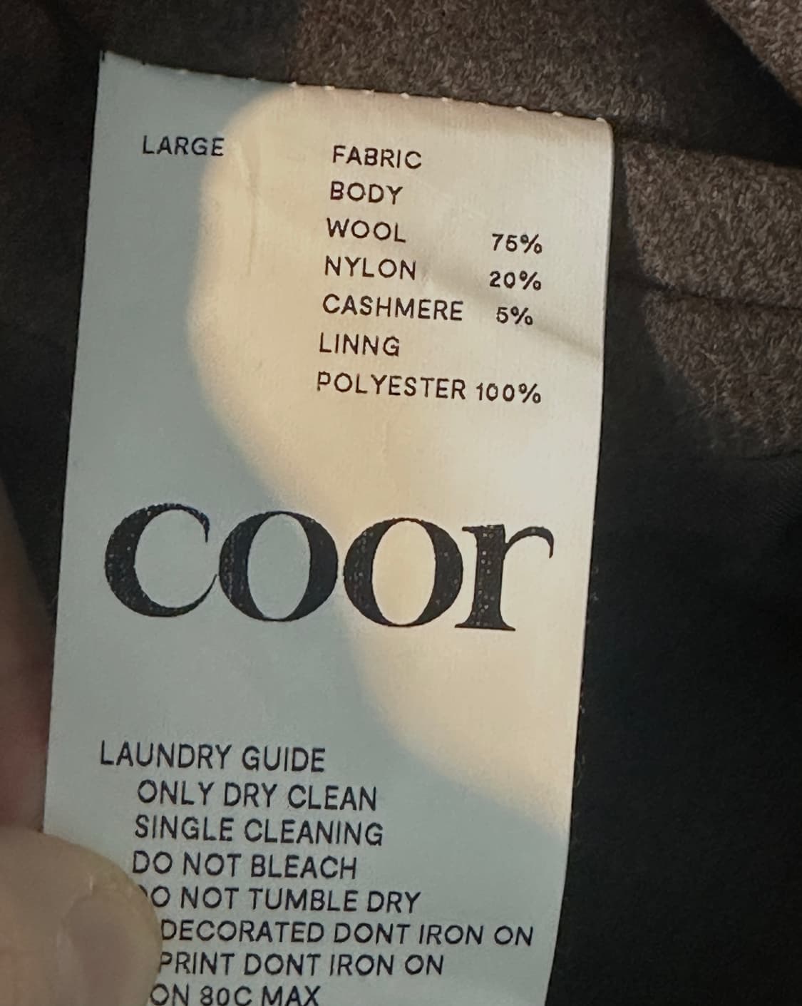 COOR 로우컷 피크드라펠 더블 코트(멜란지브라운, L, 새상품) 상품이미지7