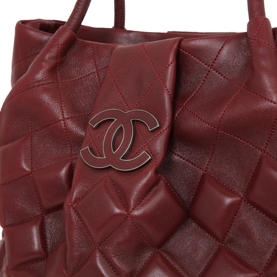 샤넬 버건디 큐브 퀼팅 숄더 슬로운 슬론 카프레더 토트 상품이미지7