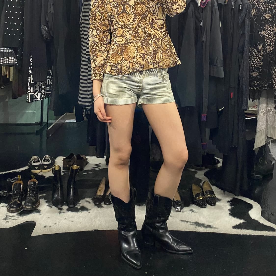 Moussy vintage 스트라이프 로우라이스 숏츠 상품이미지1