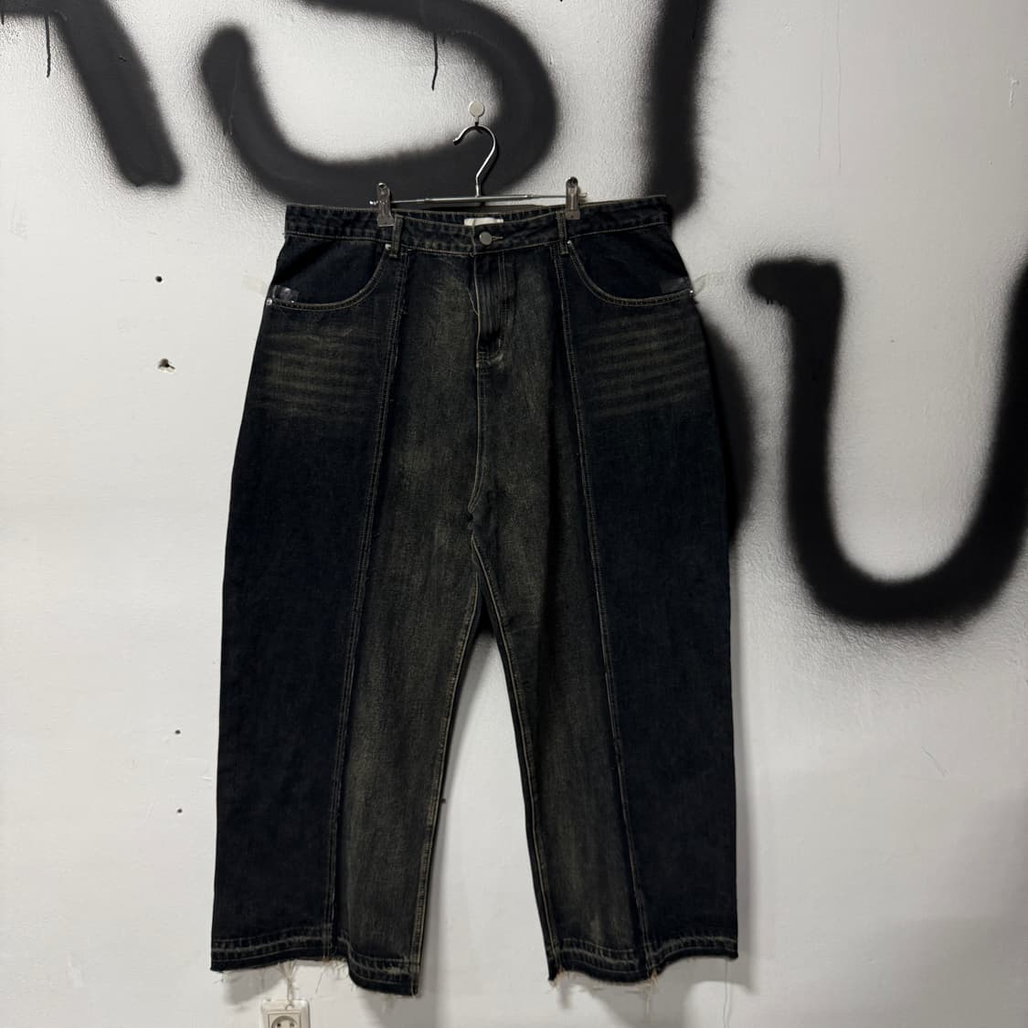 VTG 빈티지 빅사이즈 샌드워싱 디테일 와이드 데님 팬츠 상품이미지1