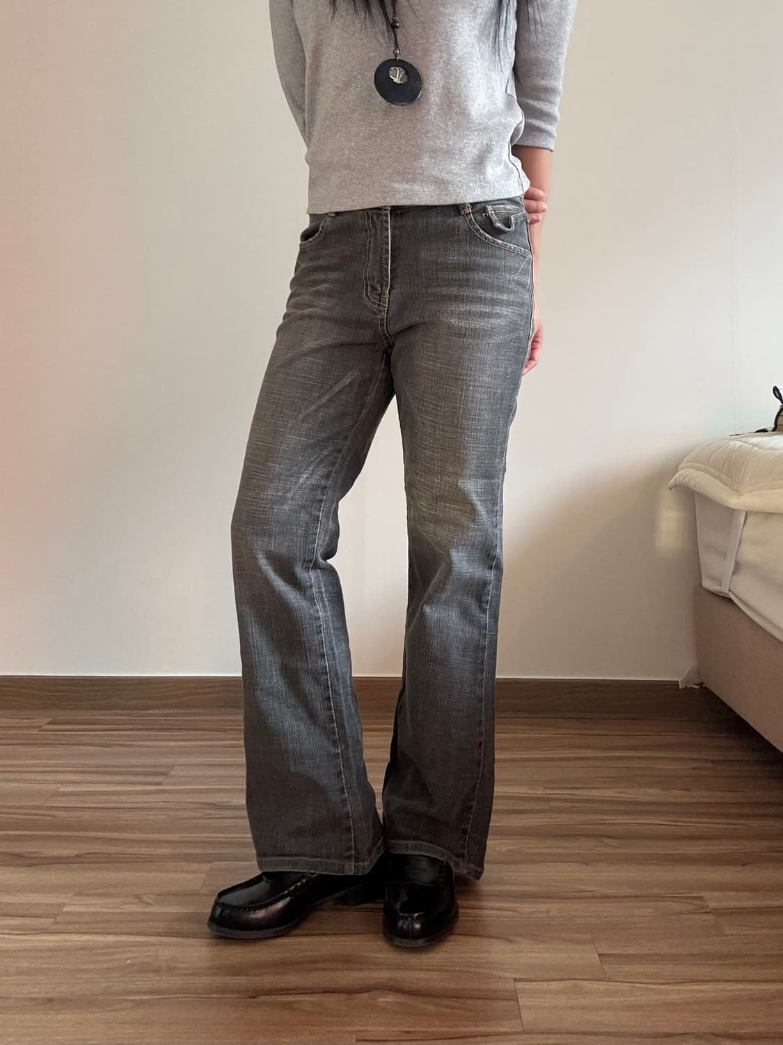 자수 데님 부츠컷 팬츠 상품이미지2