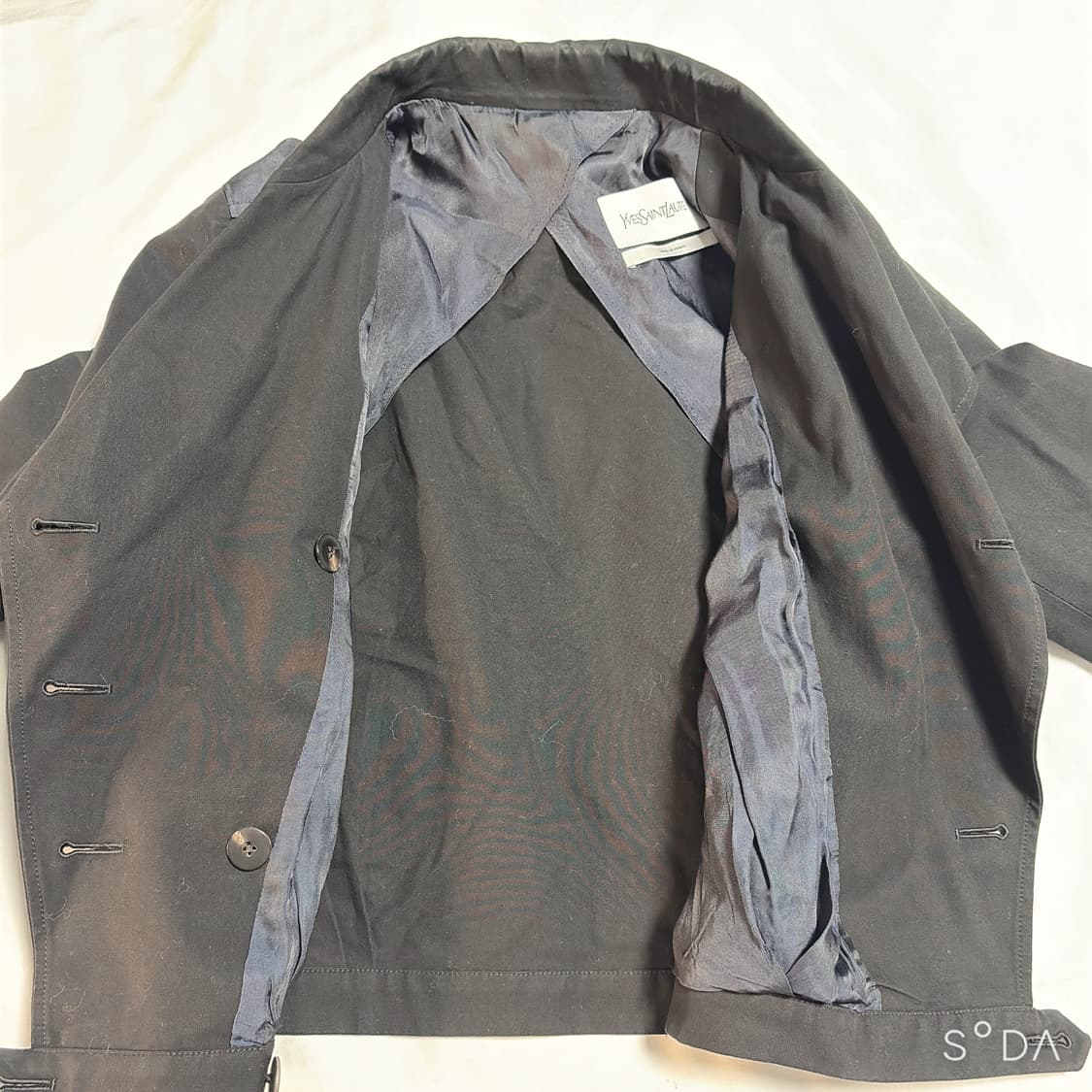 입생로랑 크롭 더블 트렌치 자켓 블랙 상품이미지7