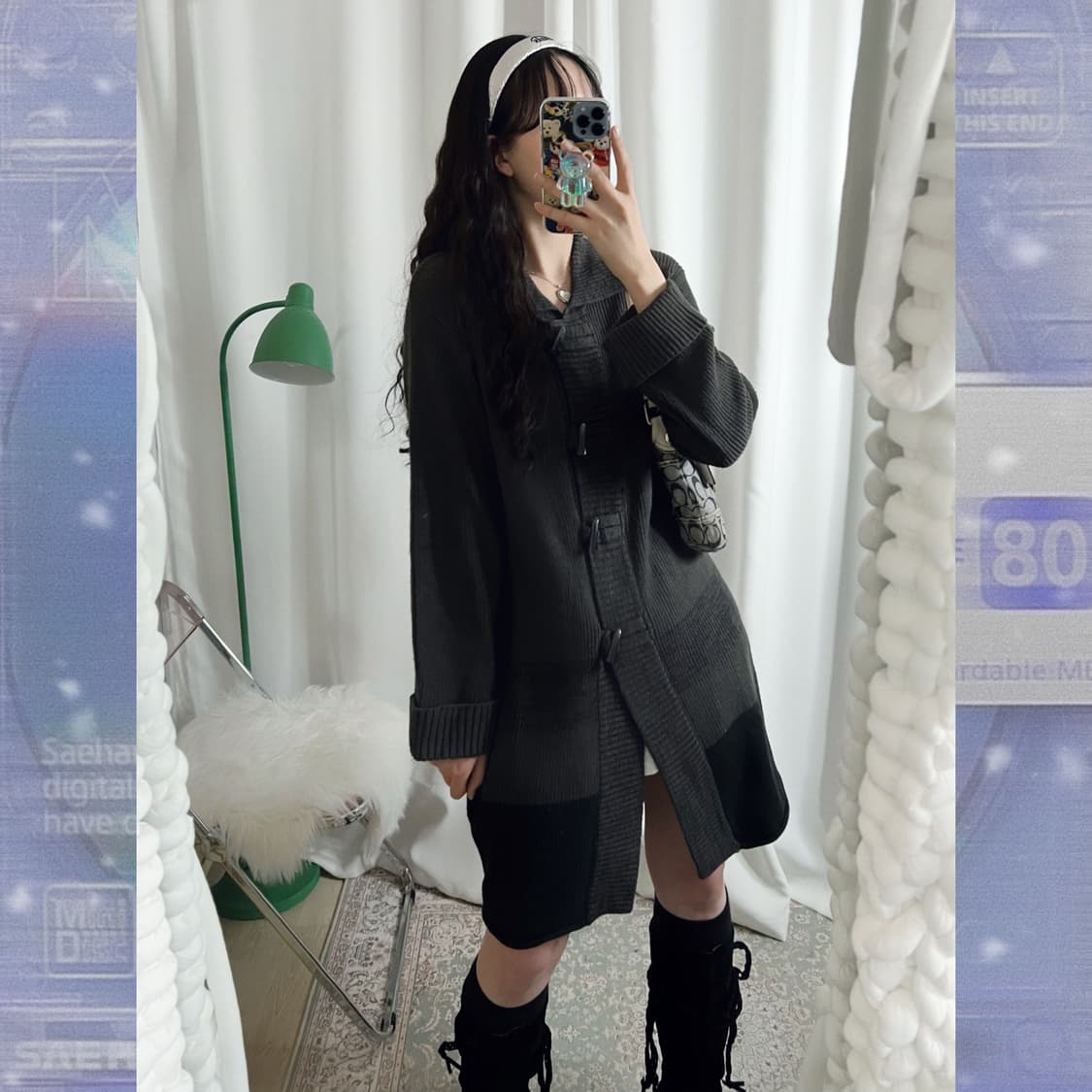 다크그레이 롱 떡코 니트 드레스 상품이미지2