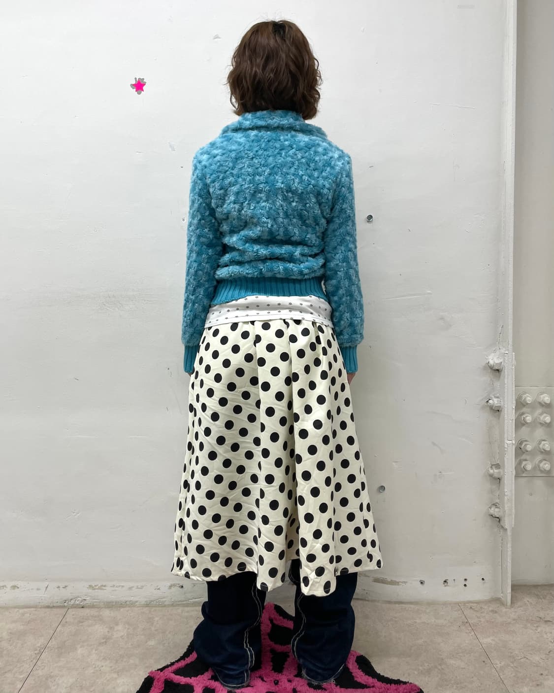 sky blue cropped fur jacket  상품이미지5