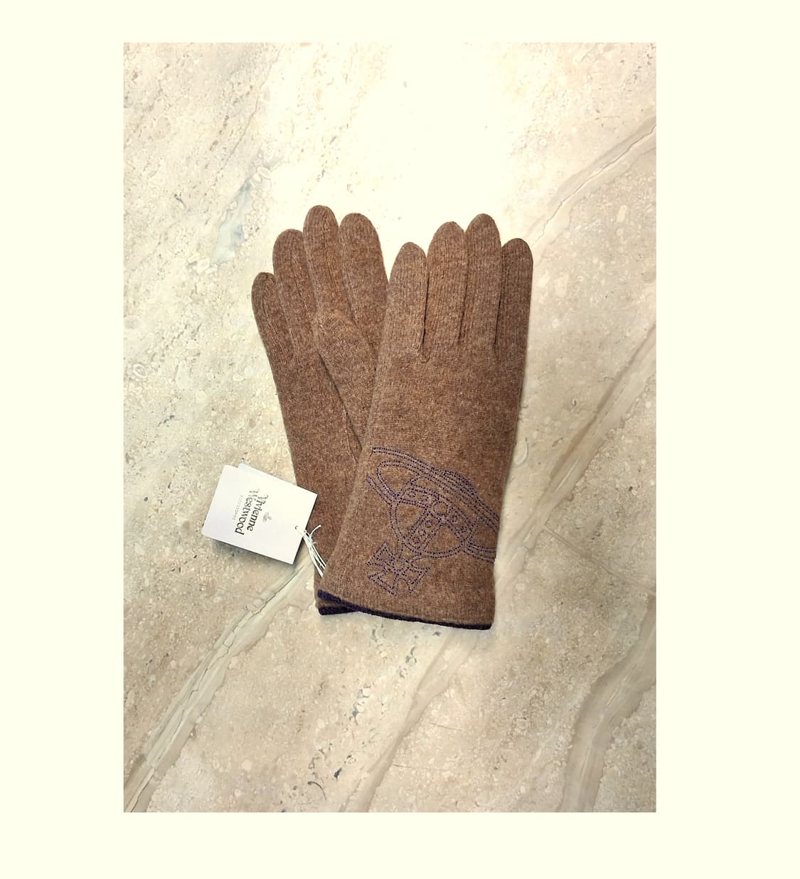 비비안 웨스트우드 빅 orb 자수 울장갑 / 머스타드 (새상품) 상품이미지1