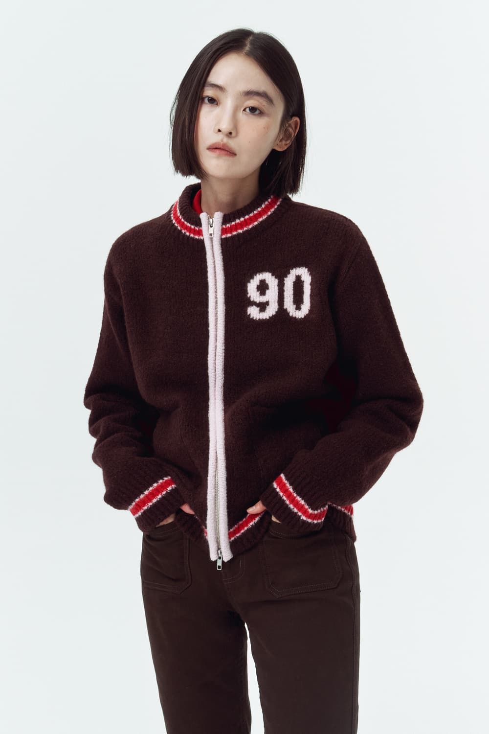 아비에무아 90 자카드 울 집업 가디건 상품이미지1