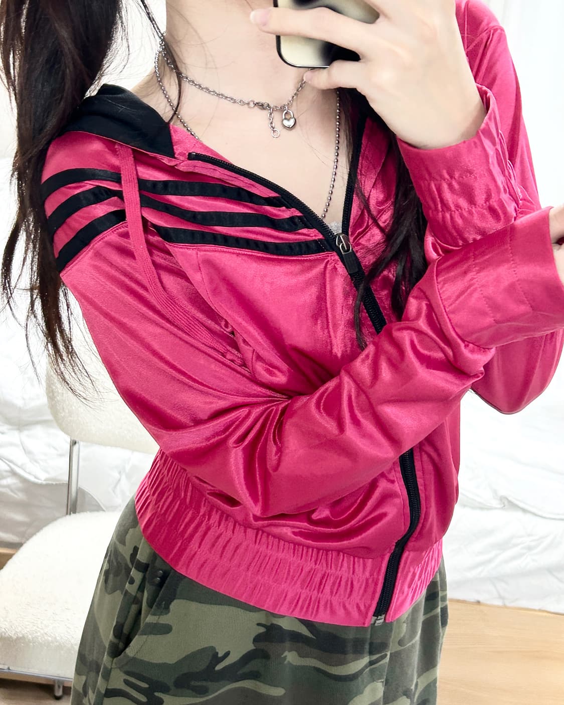 아디다스 자수로고 마젠타핑크 후드집업 상품이미지1