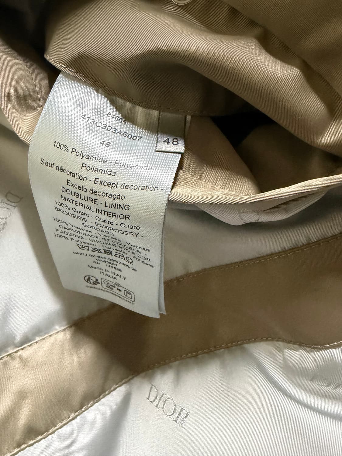 디올(Dior) 1947 후드 파카 베이지 테크니컬 트윌 48 상품이미지8