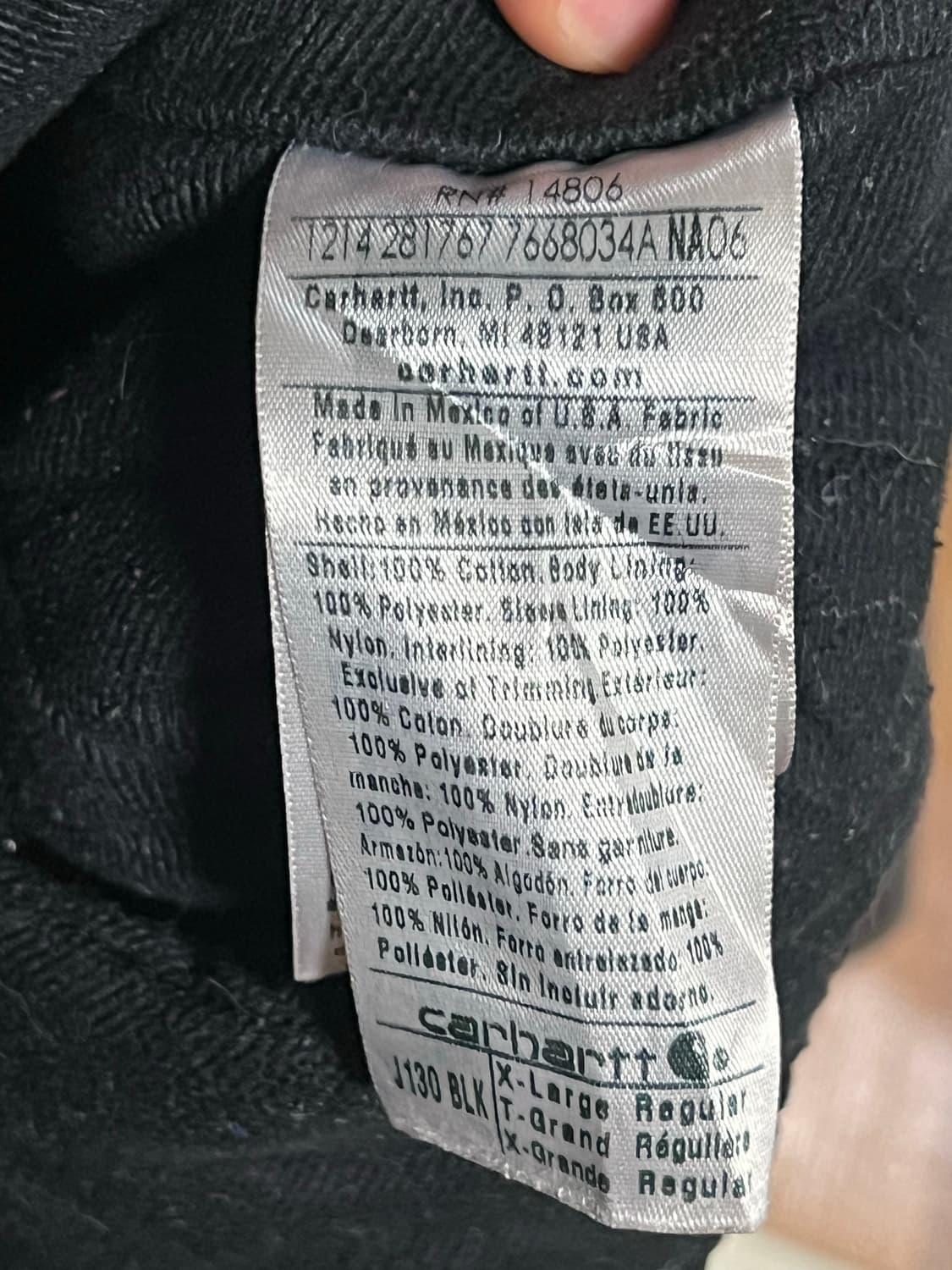 칼하트 j130 blk xl 상품이미지3