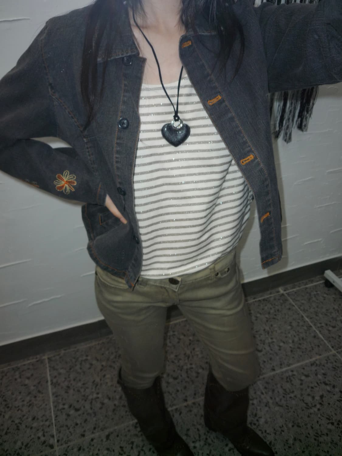 flower point denim jacket 상품이미지2