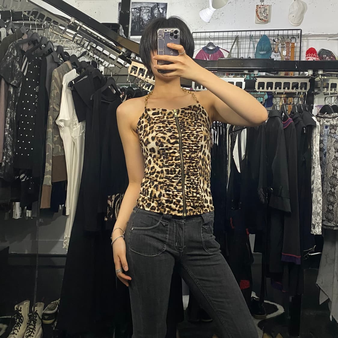 Babydoll 레오파트 크로스 골드체인 홀터넥 상품이미지7