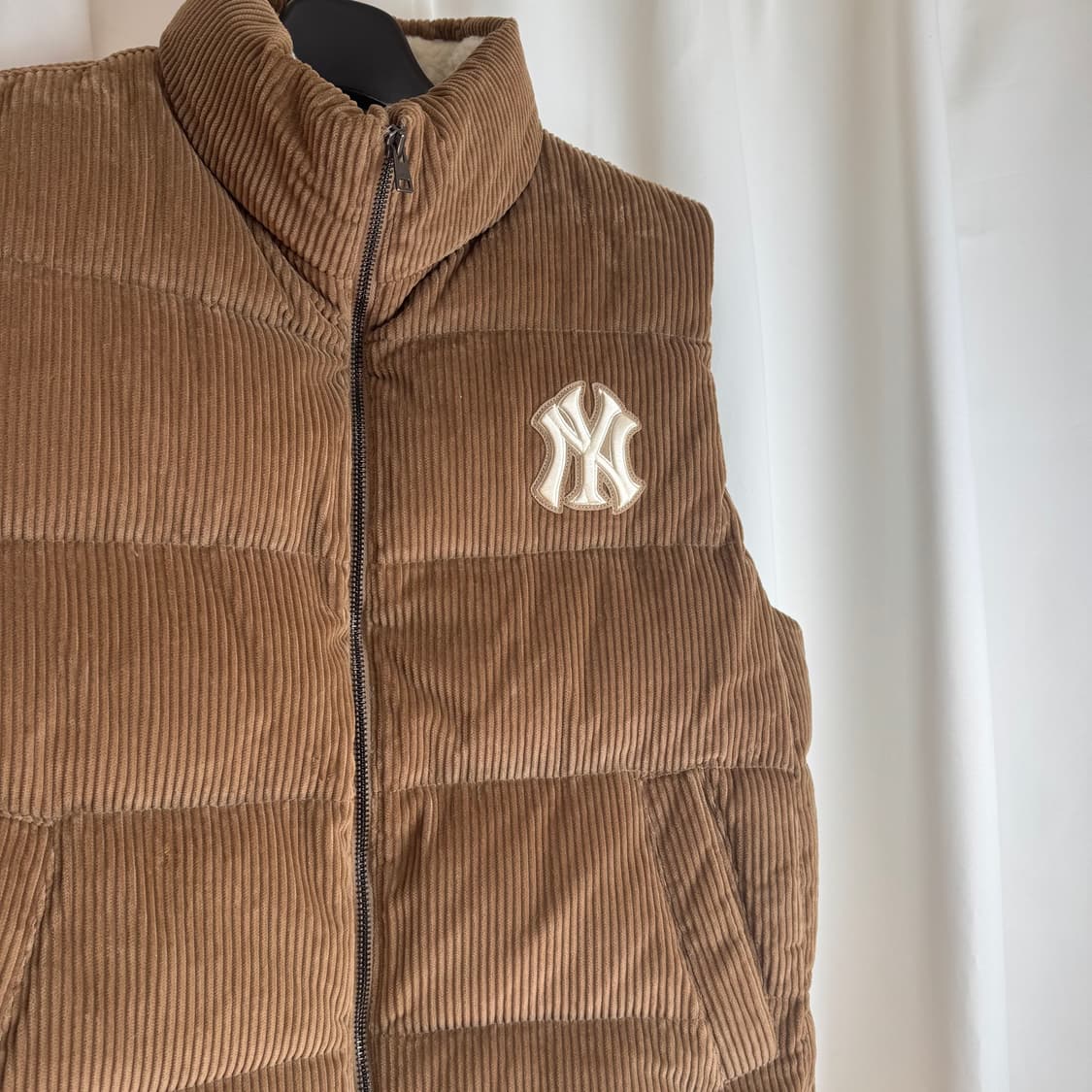 MLB 코듀로이 베이스 덕다운 베스트 패딩 조끼 브라운 XL 상품이미지6