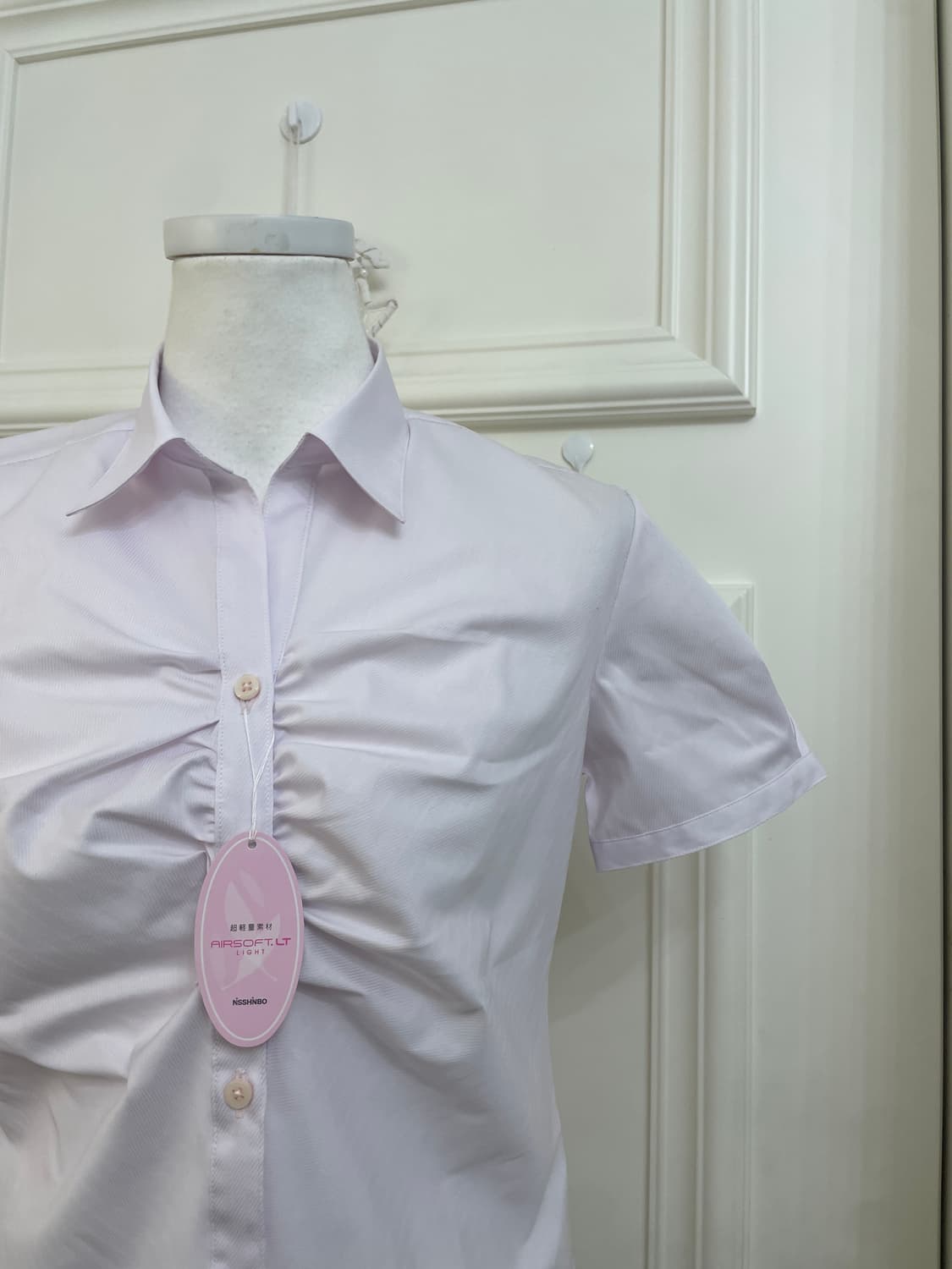 pink lavender shirring basic half shirt 상품이미지6