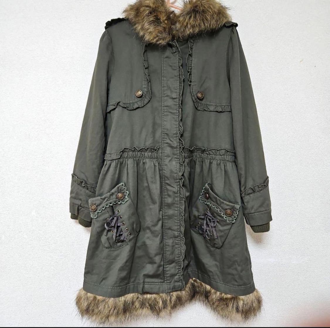 엑시즈팜 모리걸 라떼갸루 카키 야상 자켓 상품이미지1