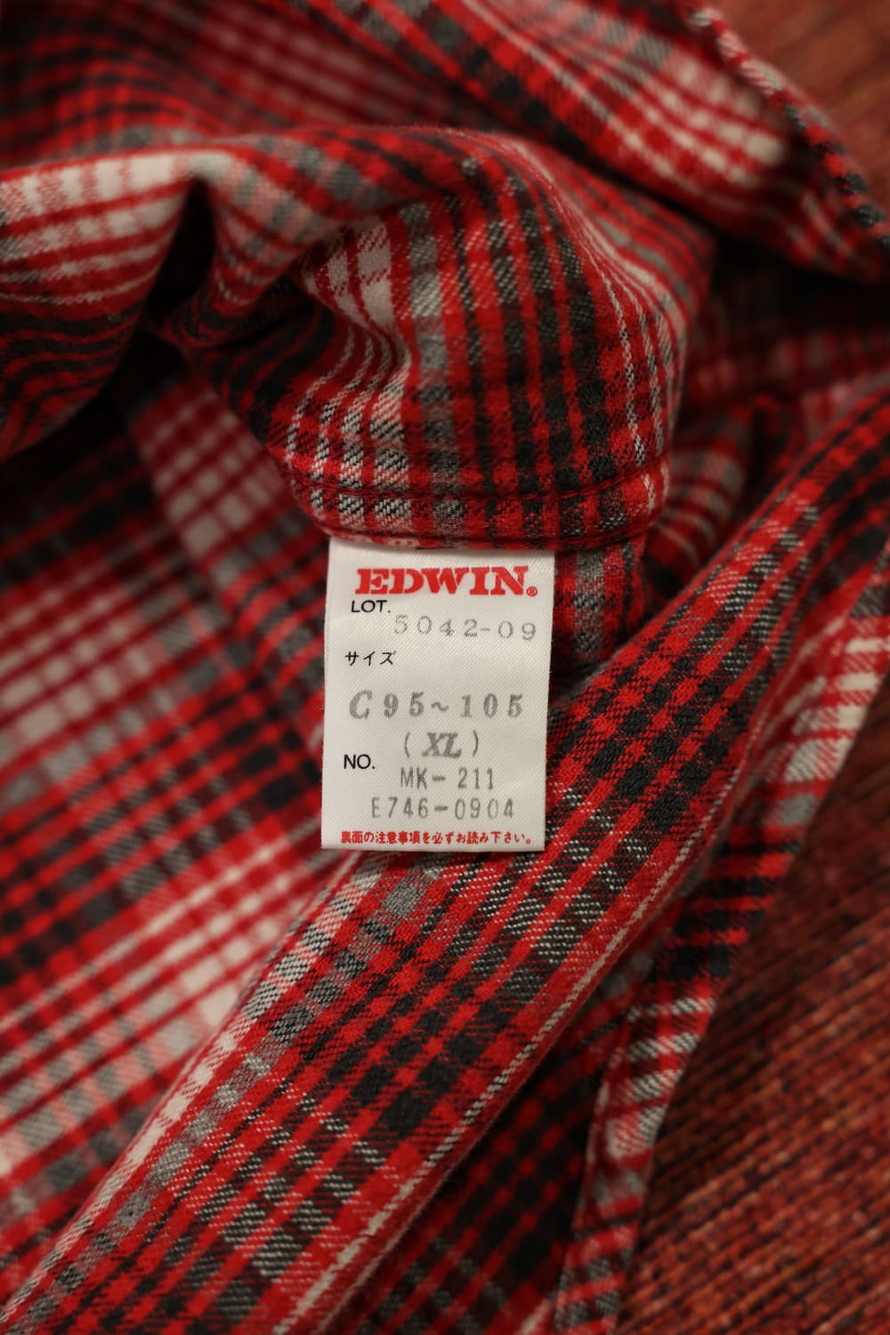 에드윈 레드 플란넬 체크 셔츠 판매 상품이미지7