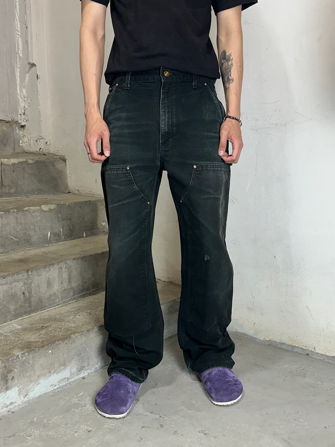 OG 칼하트 더블니 블랙 칼하트 B01 썩블니 하드페이딩 상품이미지10