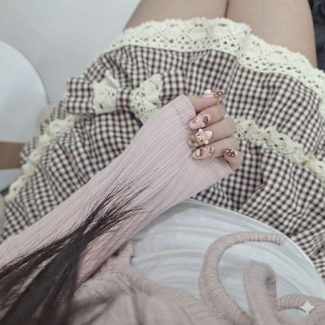 초코 체크 스커트 라떼갸루 히메갸루 러블리 갸루 히메카지 큐롯 스카판 상품이미지2