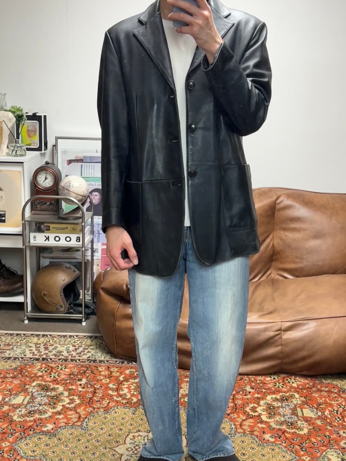 [착용샷] MIK 리얼 레더 램스킨 가죽 블레이저 105 상품이미지2