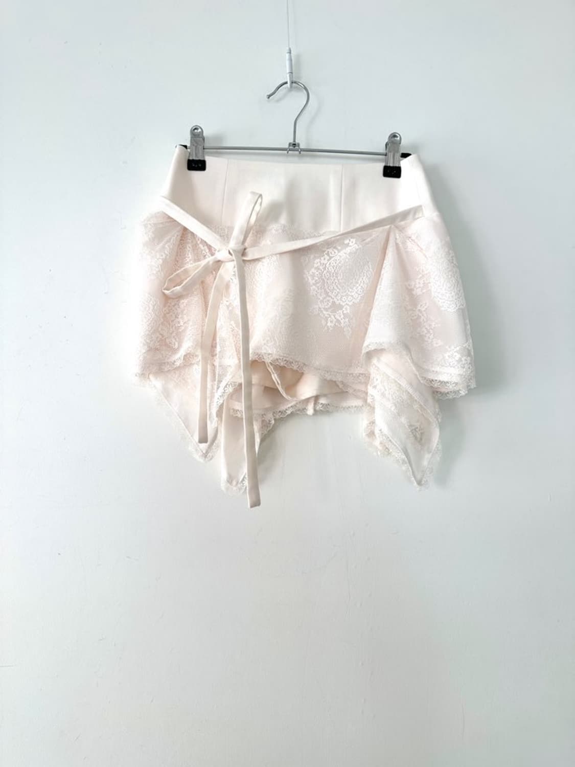 Lace strap layered skirt / pink 상품이미지1